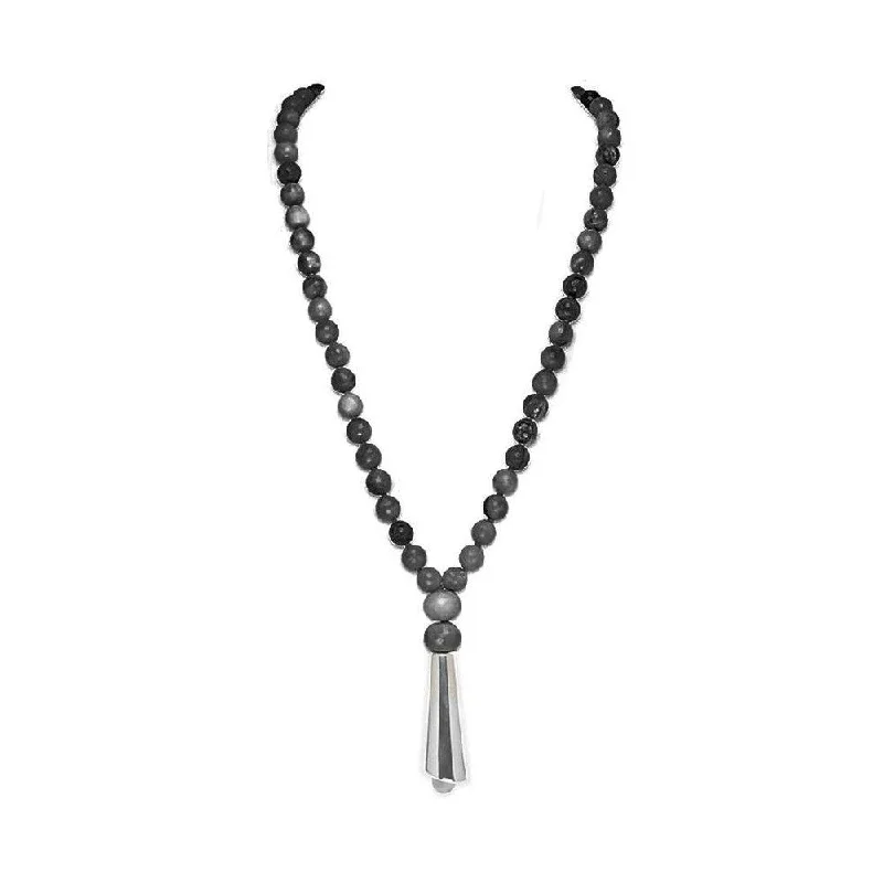 Breathtaking Jewelry, Breathtaking Prices Mega Sale Faceted Onyx Necklace with Silver Drop