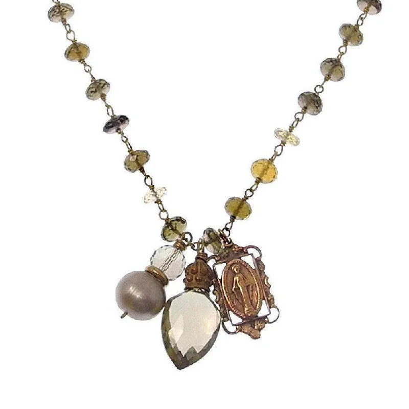 Flash Sale On Exquisite Jewelry – Don't Miss Out Faceted Quartz with Madonna Necklace