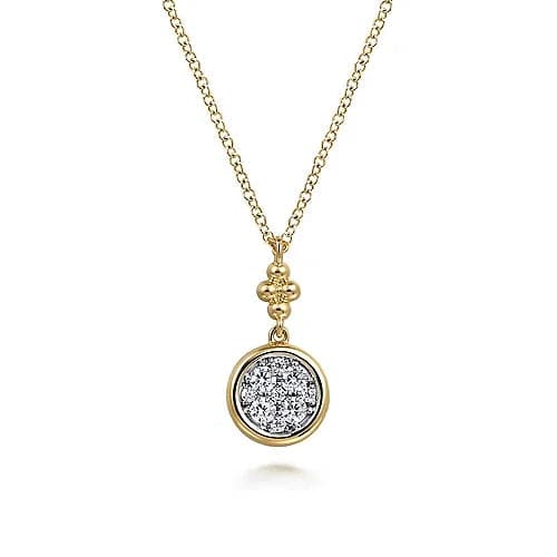 Limited-Time Offer On Elegant Jewelry Pieces Seasonal Clearance Gabriel & Co. White and Yellow Gold Diamond Cluster Bujukan Drop Pendant Necklace