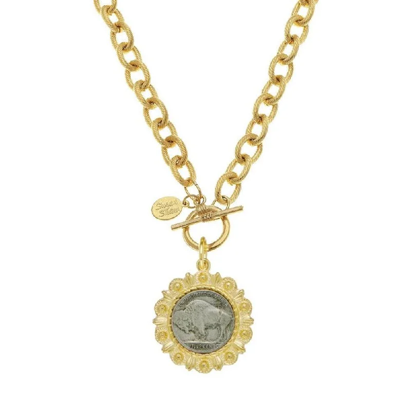 Sparkle On A Budget – Fine Jewelry For Less Edgy Fashion Deals Genuine Buffalo Nickel on 24kt Gold Plated Necklace