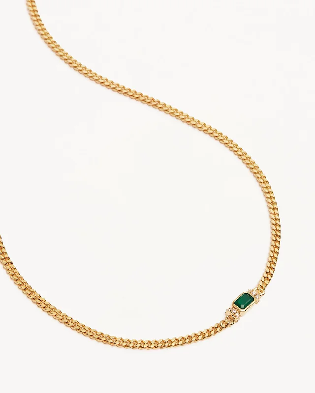 Elegant Jewelry, Exclusive Prices – Shop Now 18k Gold Vermeil Strength Within Green Onyx Curb Choker