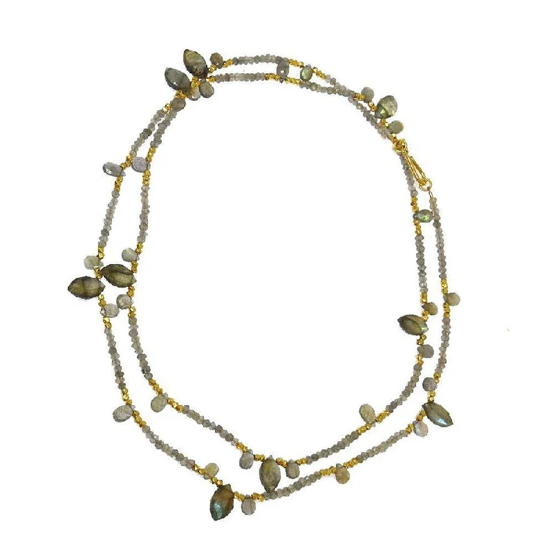 Elegant Designs, Unbeatable Discounts – Shop Jewelry Now Labradorite Necklace with Marquis Accents