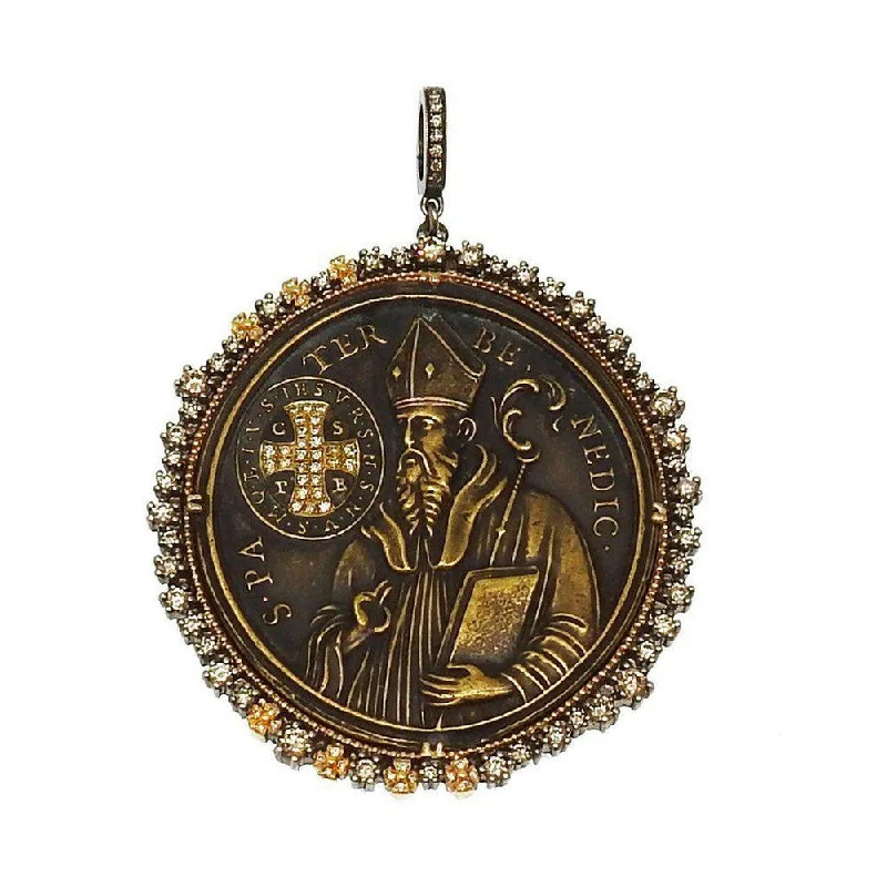 Shop Trending Jewelry With Exclusive Savings Unbeatable Prices Large St Benedict Medal with Diamond Cross