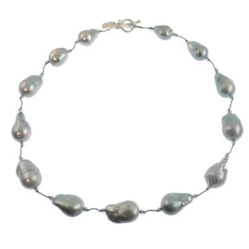 High-Quality Jewelry At A Fraction Of The Cost Timeless Elegance Redefined Margo Morrison Grey Baroque Pearl, Swarovski Crystal Necklace