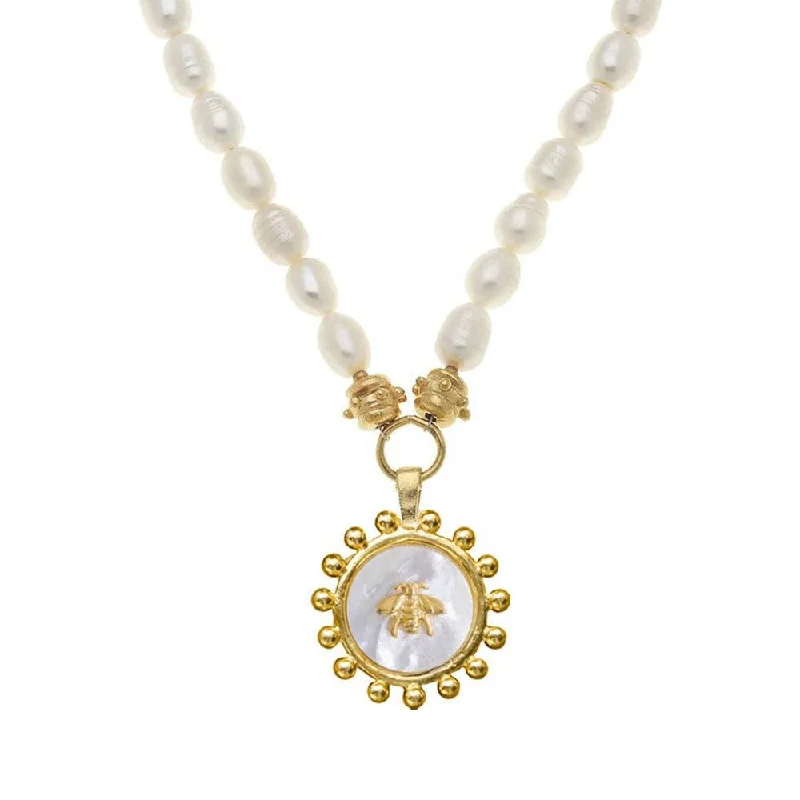 Shine In Style – Shop Jewelry Discounts Today Mother of Pearl Bee Necklace on Freshwater Pearls