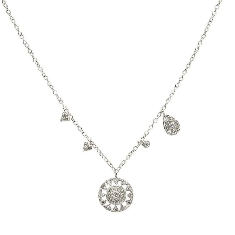 Dainty Floral Jewelry For Feminine Elegance New Styles Just In Open Cut Pave Diamond Disc necklace