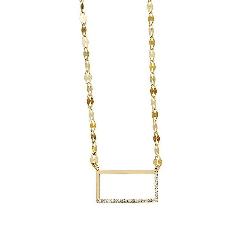 Luxury Jewelry At Unbeatable Discounts Flash Sale Now Pave Diamond Open Rectangle Necklace