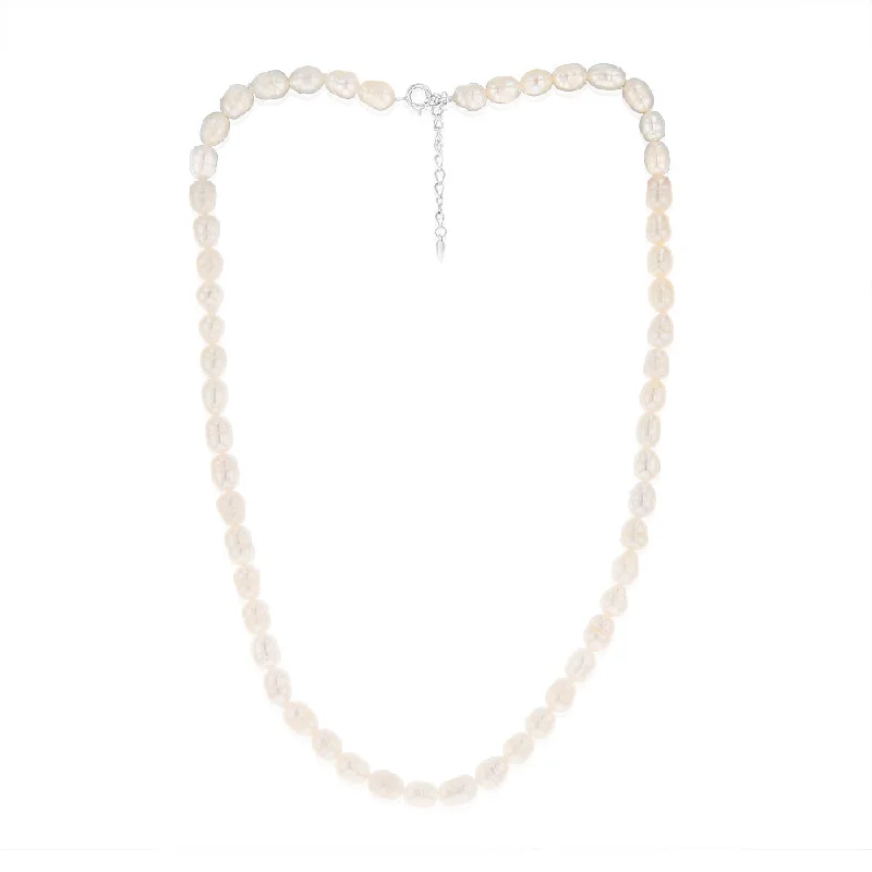 Grab Stylish Jewelry Before The Sale Ends Rice Pearls 6-7mm 45cm Strand on Sterling Silver Extendable Clasp