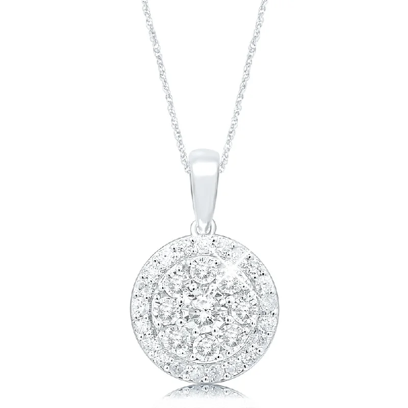 Discounted Luxury Jewelry – Shine Without The Splurge Silver 1/2 Carat Pendant with 32 Brilliant Diamonds