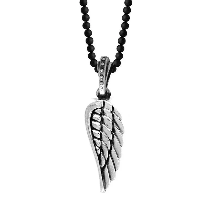 Premium Jewelry, Premium Discounts – Act Fast Silver Wing Onyx Bead Necklace