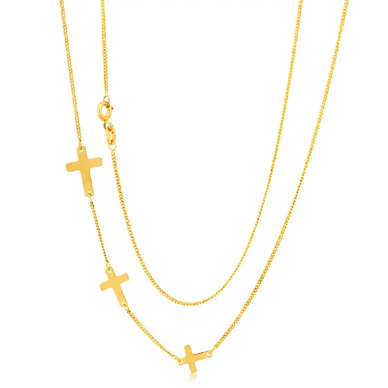 Unmissable Jewelry Clearance – Final Reductions Refined Fashion Sale Silverfilled 45cm Sideway Necklace With Three Crosses