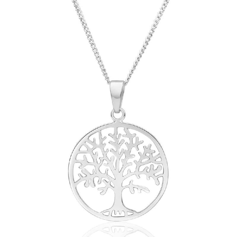 Modern Jewelry At Exclusive Discounts – Shop Today Sterling Silver 23mm Round Tree of Life Pendant