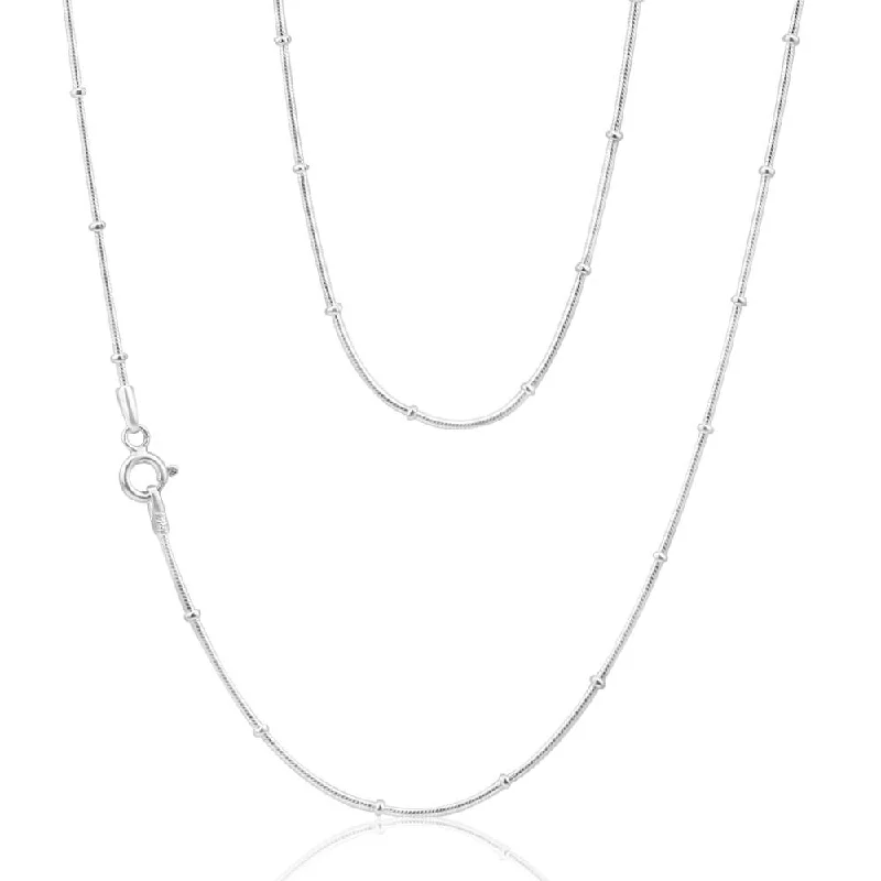 Unmissable Jewelry Clearance – Final Reductions Classic Elegance Sales Sterling Silver 35 Gauge 45cm Ball Station Snake Chain