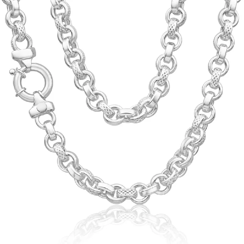 Best Jewelry Sale – Shop Exclusive Designs Now Limited Styles Sterling Silver Belcher Fancy Engraved Boltring 50cm Chain