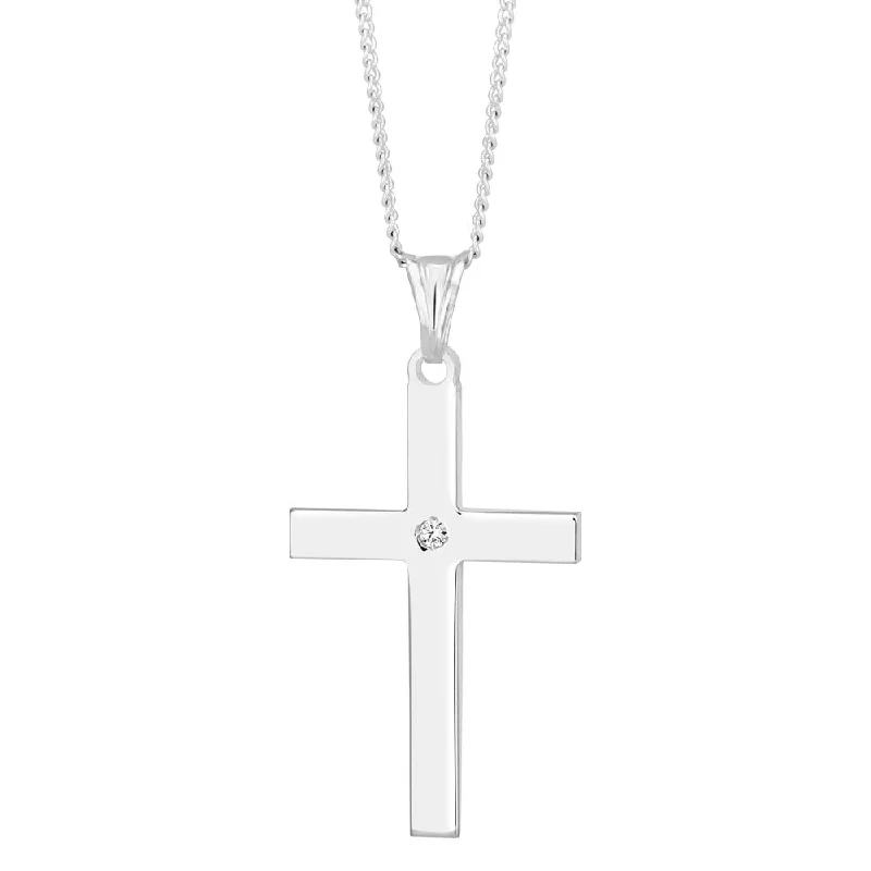 Eco-Friendly Sustainable Jewelry For Conscious Buyers Sterling Silver Cross Pendant 4cm with Centre Stone