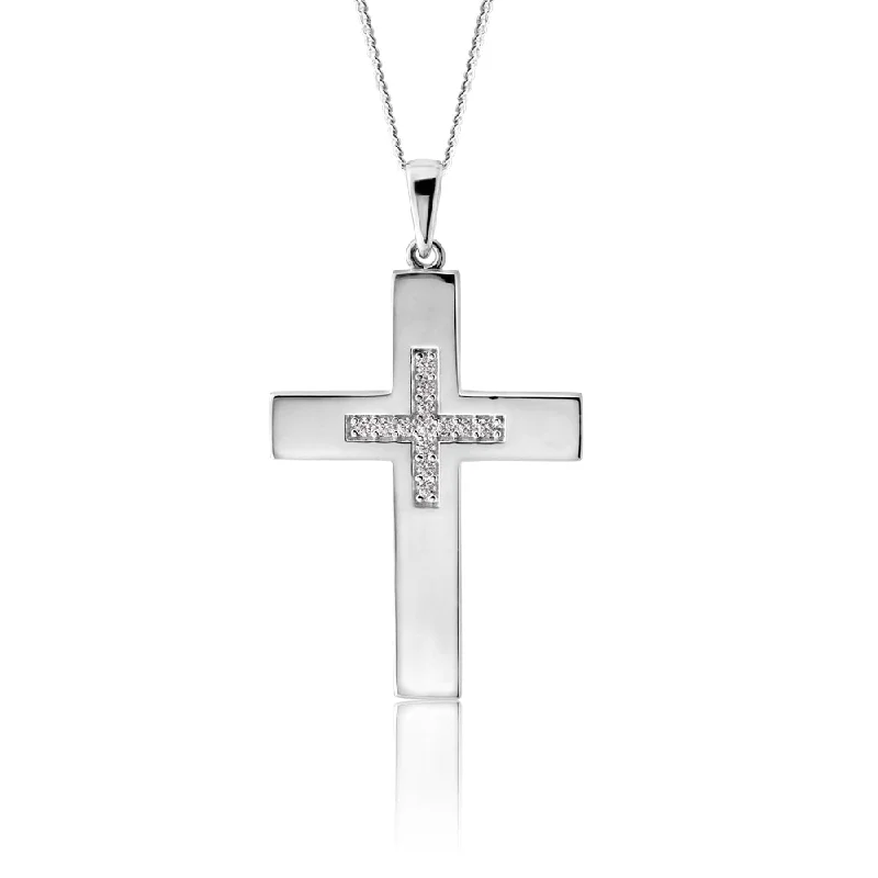 Jewelry Clearance Event – Stock Up Before It's Over Sterling Silver Cross Pendant featuring Cubic Zirconia Cross Centre