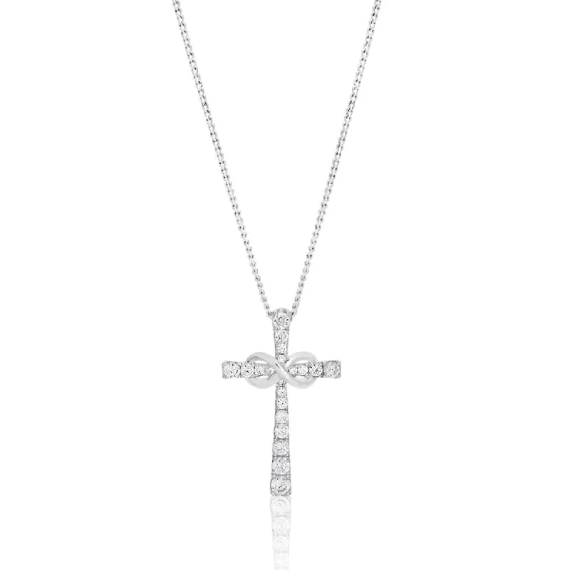 Handcrafted Beauty At Affordable Prices Sterling Silver Cubic Zirconia Cross & Infinity Pendant