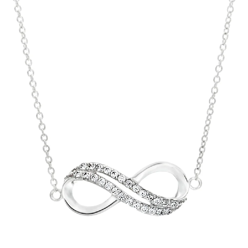 Timeless Elegance At Unbelievable Discounts Exclusive Sale Sterling Silver Cubic Zirconia Infinity Pendant With 45cm Chain