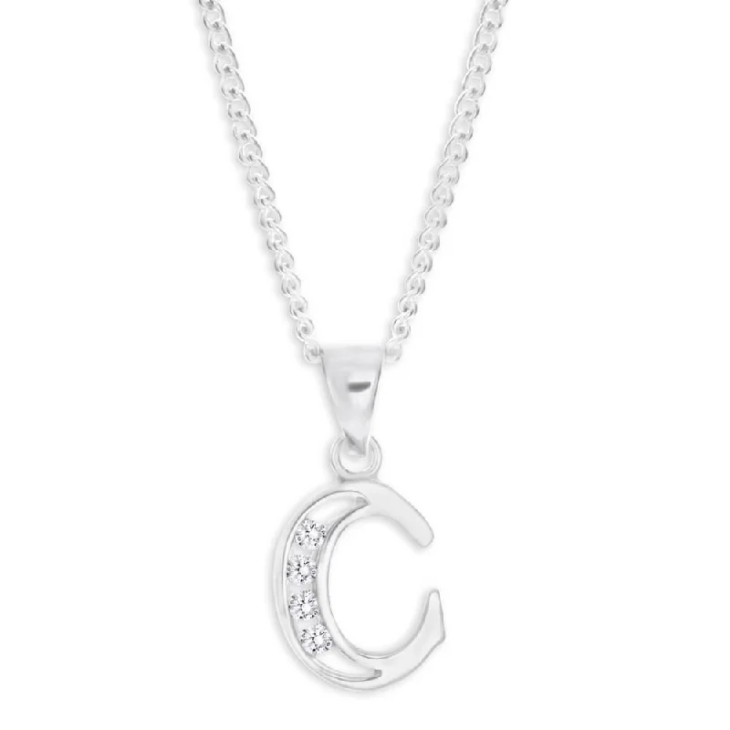 Discounted Luxury Jewelry – Shine Without The Splurge Discount Extravaganza Sterling Silver Cubic Zirconia  Initial "C" Pendant