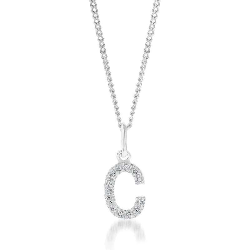 Huge Markdowns On Premium Jewelry Styles Sterling Silver Cubic Zirconia Initial "C" Pendant