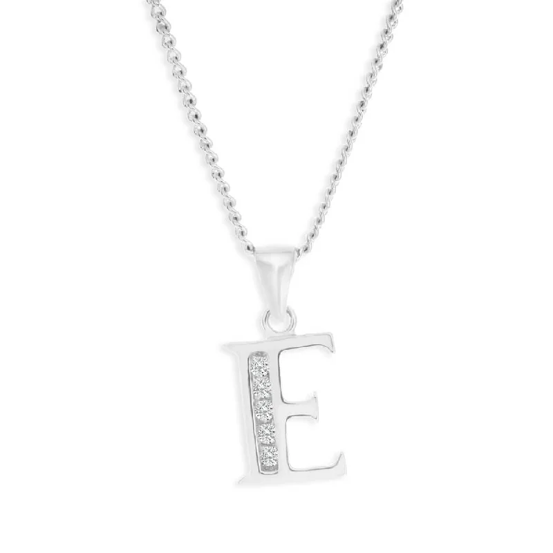 Limited Stock On Premium Jewelry At Low Prices Classic Modern Offers Sterling Silver Cubic Zirconia  Initial "E" Pendant