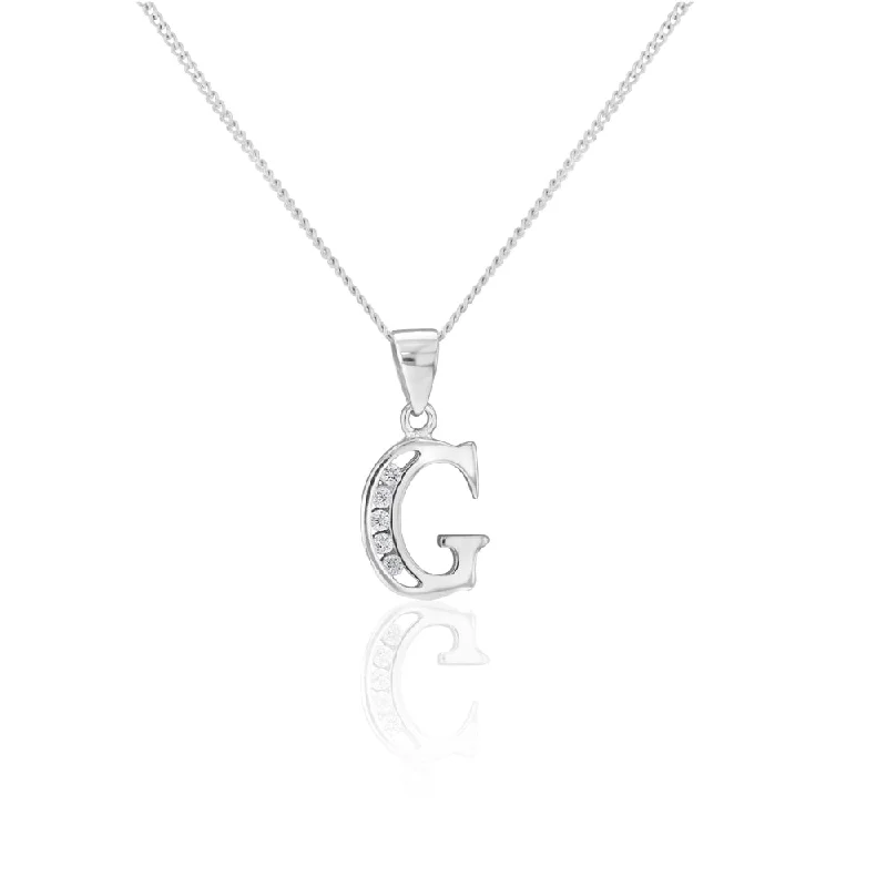 Shop Signature Jewelry Styles At Exclusive Prices Athleisure Style Sale Sterling Silver Cubic Zirconia  Initial "G" Pendant