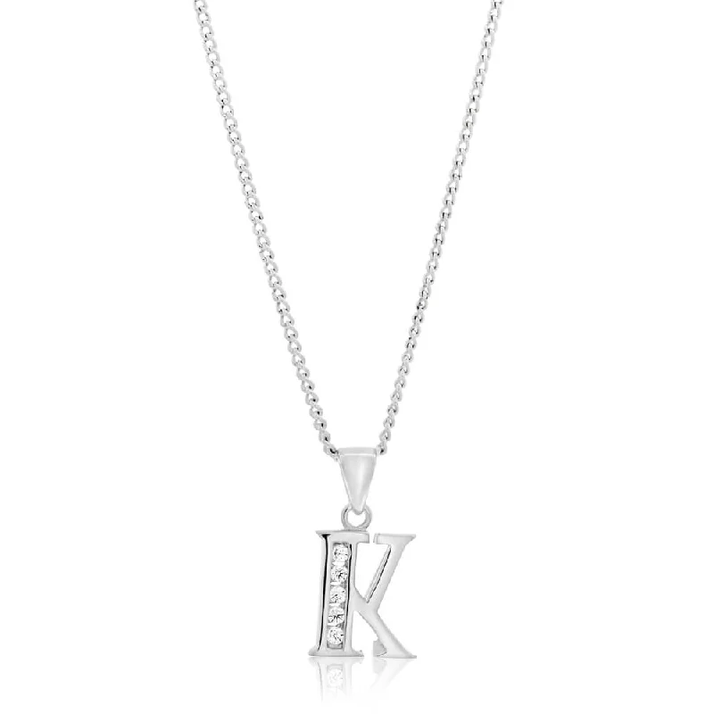 Dazzle In Elegance With Our Biggest Jewelry Sale Contemporary Fashion Sale Sterling Silver Cubic Zirconia  Initial "K" Pendant