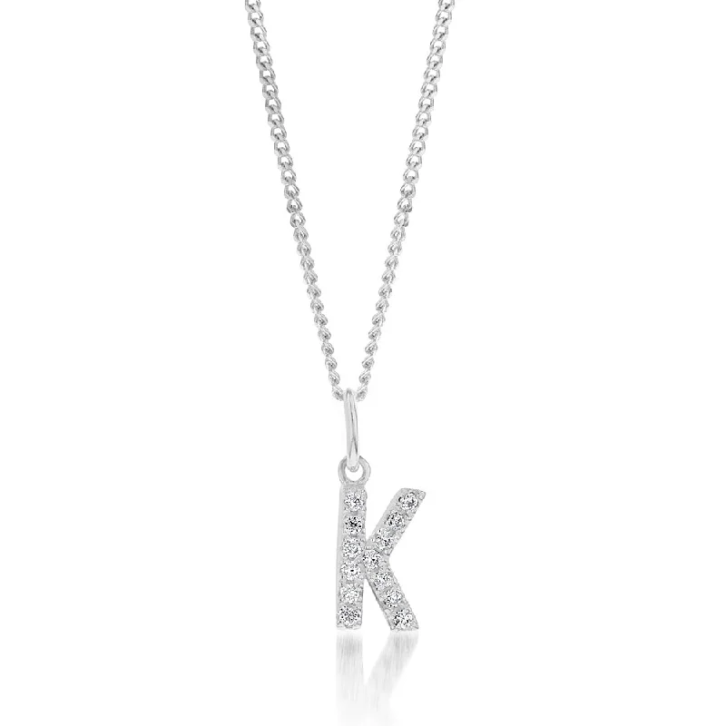 Discover Unique Jewelry With Special Limited-Time Offers Sterling Silver Cubic Zirconia Initial "K" Pendant