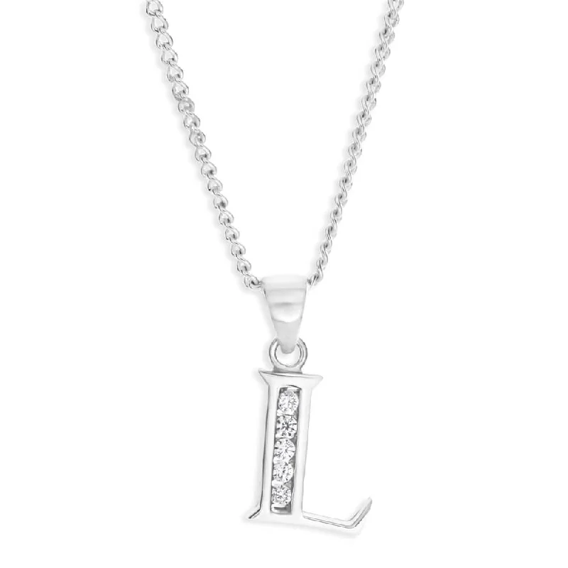 Adjustable Charm Bracelets For A Perfect Fit Limited Time Flash Sale Sterling Silver Cubic Zirconia  Initial "L" Pendant