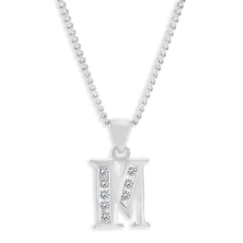 Modern Jewelry At Exclusive Discounts – Shop Today New Season Fashion Preview Sale Sterling Silver Cubic Zirconia  Initial "M" Pendant