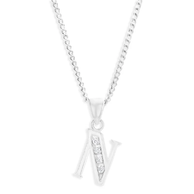 Elegant Jewelry Styles At Budget-Friendly Prices Sterling Silver Cubic Zirconia  Initial "N" Pendant