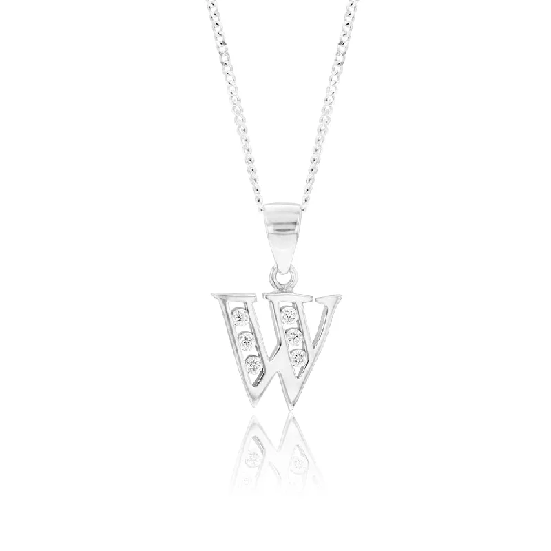 Elegant Jewelry At Unbeatable Offers – Shop Before It's Gone Sterling Silver Cubic Zirconia Initial "W" Pendant