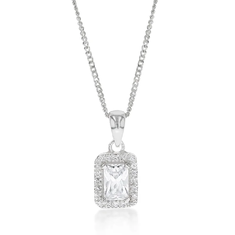 Must-Have Jewelry At Unbelievable Discounts Bold Style Discounts Sterling Silver Cubic Zirconia Square Halo Pendant