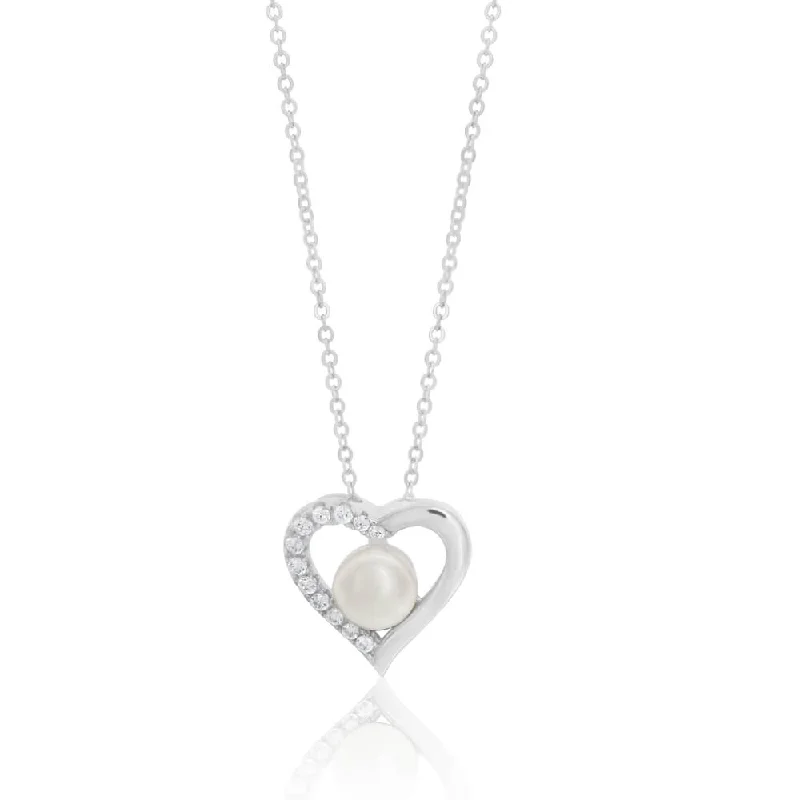 Best Jewelry Deals – Shop Premium Pieces At Great Prices Limited Time Deal Sterling Silver Freshwater Pearl and Cubic Zirconia Heart Pendant