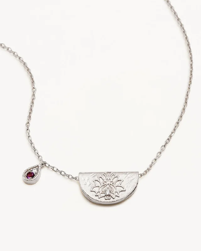 Seasonal Jewelry Clearance – Best Styles At The Lowest Prices Luxury Fashion Discounts Sterling Silver Lotus Birthstone Necklace - February - Amethyst