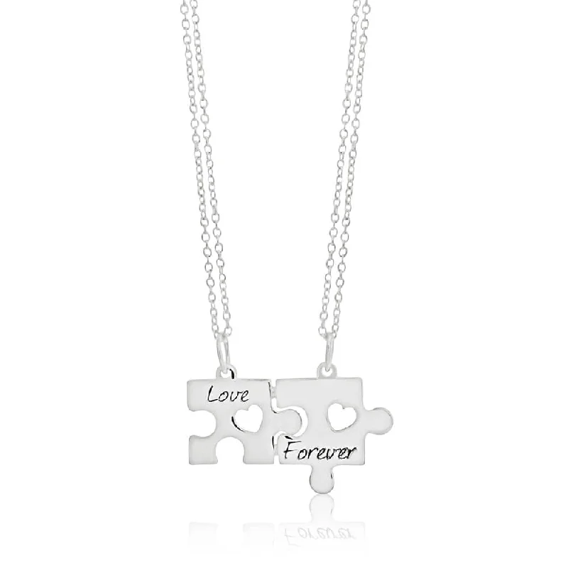 Fashion-Forward Jewelry At Incredible Prices Dive Into Trendy Styles Sterling Silver Love Forever Puzzle Break Pendant With 45cm Chains