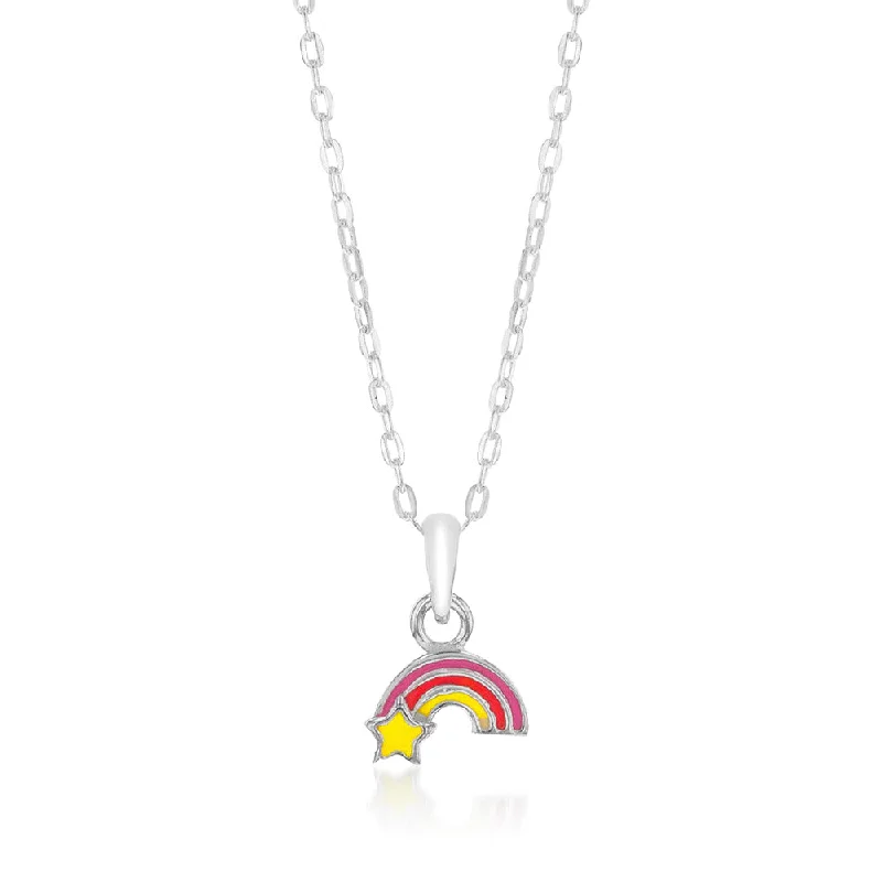 Stunning Statement Jewelry, Unbeatable Discounts Sterling Silver Rainbow And Star Pendant On 42+3cm Chain