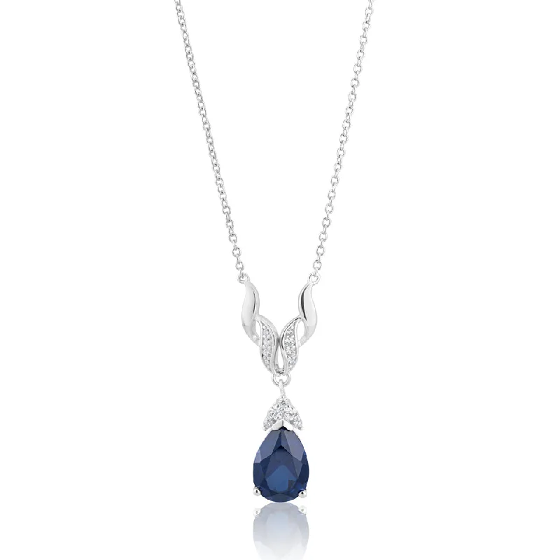 Discounted Luxury Jewelry – Shine Without The Splurge Massive Savings Sterling Silver Rhodium Plated Created Sapphire & Zirconia Necklet 42+3cm