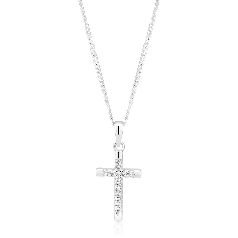 Elegant Jewelry At Unbeatable Offers – Shop Before It's Gone Inspired By You, Designed For You Sterling Silver Rhodium Plated Cubic Zirconia Cross Pendant