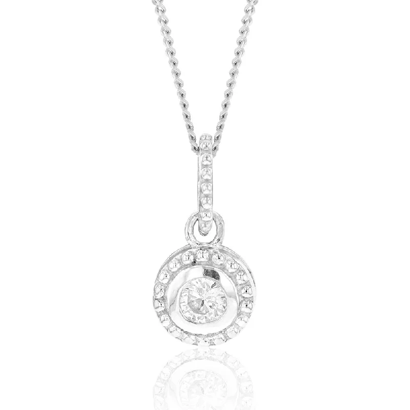 Make Your Outfit Shine With Discounted Jewelry Street Chic Discounts Sterling Silver Rhodium Plated White Cubic Zirconia Halo Pendant