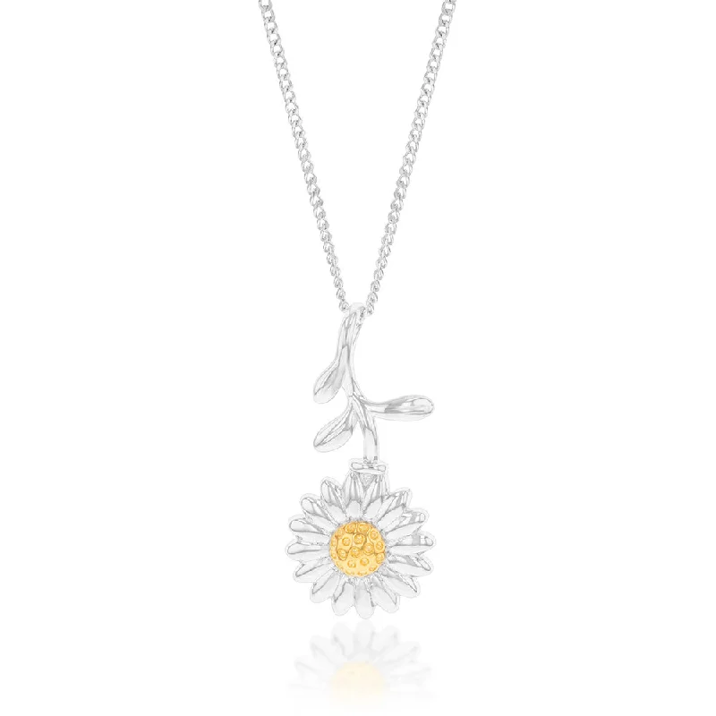 Seasonal Jewelry Deals – Elevate Your Style Flash Sales Sterling Silver Sunflower With Stem And Yellow Center Pendant