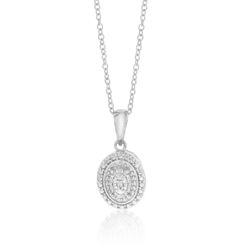 High-Quality Jewelry At A Fraction Of The Cost Sterling Silver With Diamond Oval Shape Pendant