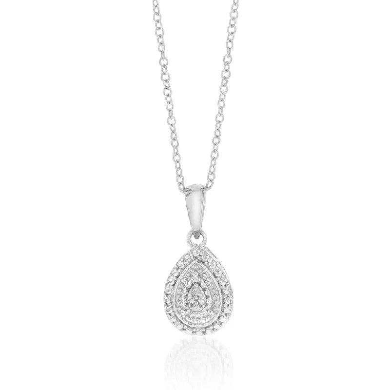 Seasonal Jewelry Sale – Upgrade Your Collection Sterling Silver With Diamond Pear Shape Pendant