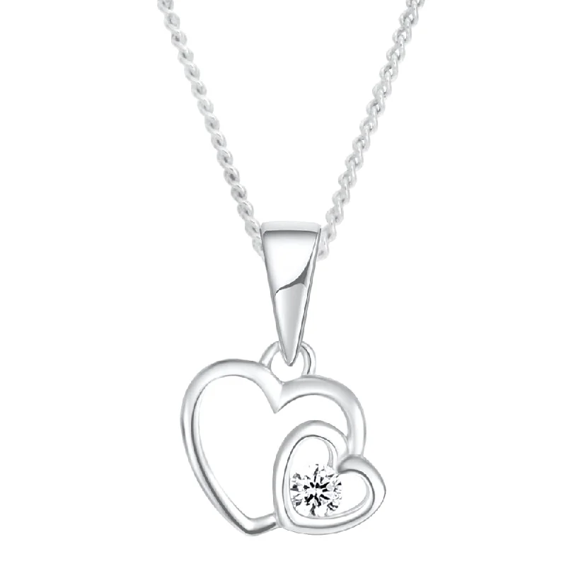 Shop Signature Jewelry Styles At Exclusive Prices Save Big Sterling Silver Zirconia Double Heart Pendant