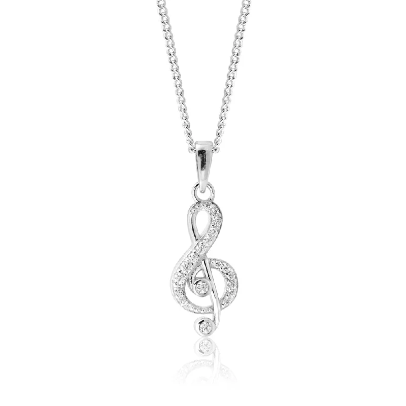 Jewelry Sale – Exclusive Styles At Lower Prices Sterling Silver Zirconia Treble Clef Pendant