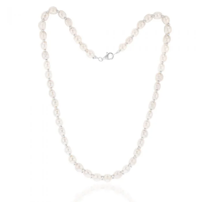 Premium Jewelry At Special Low Prices For A Limited Time Find Your Unique Flair White Freshwater Flat Pearl 43cm Necklace with Sterling Silver Clasp