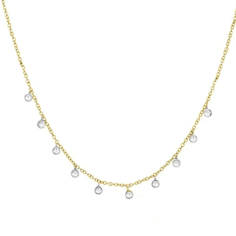 Luxury Handcrafted Jewelry For Elegant Looks Yellow Gold Necklace with 10 Bezel Set Diamonds