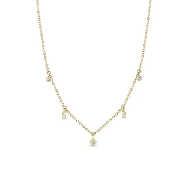 Get The Sparkle You Love At Prices You Adore Limited Stock Zoe Chicco 14k Yellow Gold Five Dangling Mixed Cut Diamond Necklace