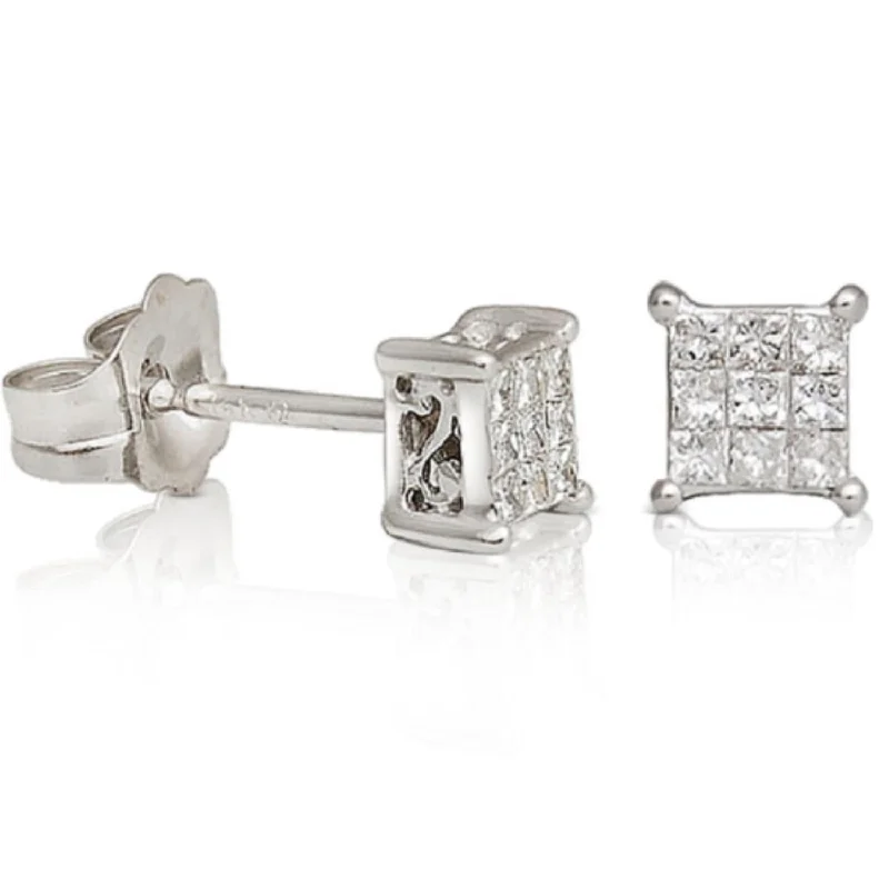 Handcrafted Jewelry Sale – Unique Designs At Low Prices Essentials On Sale 1/10 CTW Diamond Cluster Stud Earrings in 14KT White Gold