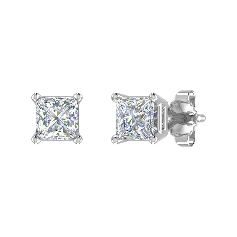 Handcrafted Jewelry Sale – Unique Designs At Low Prices Special Offers 1/2 Carat 4-Prong Set Princess Cut Diamond Stud Earrings in Gold